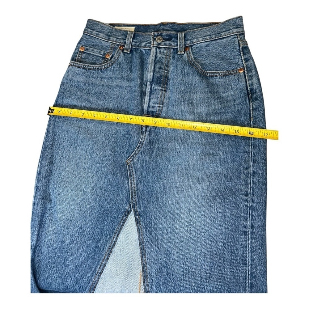 LEVI’S WOMEN DECONSTRUCTED MIDI SKIRT  Blue Denim size 26 US Equivalent: Small - Picture 3 of 12